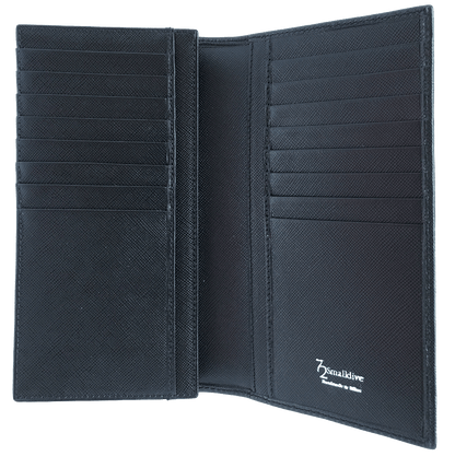 16 Credit Cards Saffiano Long Envelope Wallet Black