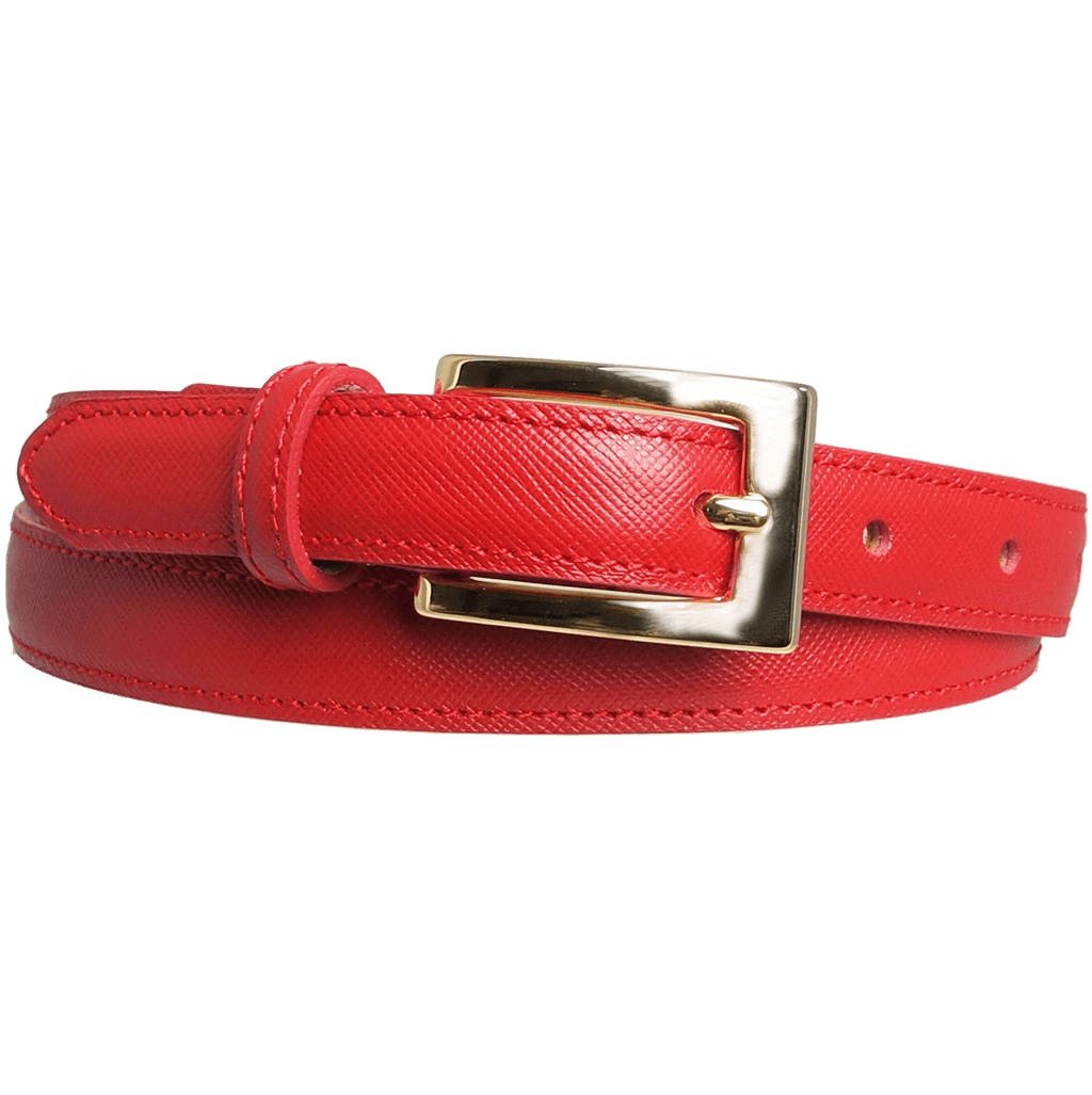 20 mm Saffiano Leather Belt Red