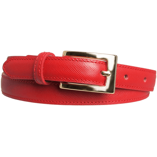 20 mm Saffiano Leather Belt Red