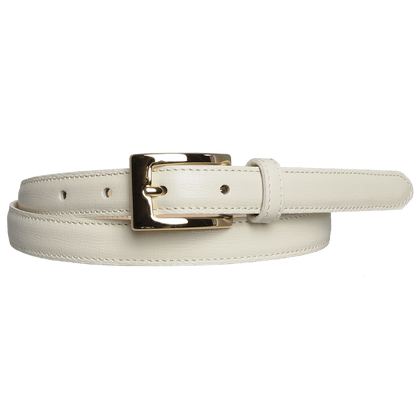20 mm Saffiano Leather Belt Ivory