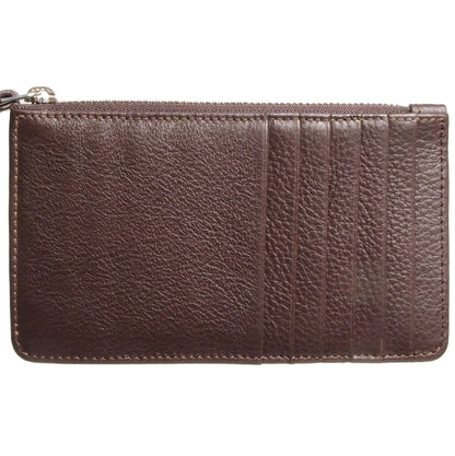 72 SMALLDIVE Brown Textured Leather Zip Card Wallet With 6 Card Sleeves Image 2