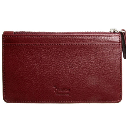 72 SMALLDIVE Bordeaux Textured Leather Zip Card Wallet With 6 Card Sleeves Image 1
