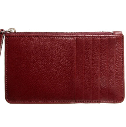 72 SMALLDIVE Bordeaux Textured Leather Zip Card Wallet With 6 Card Sleeves Image 2