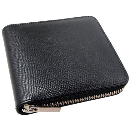 72 SMALLDIVE Black Saffiano Leather Zip Wallet With 4 Card Sleeves And Coin Pouch Image 3