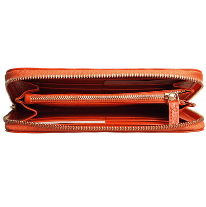 8 Credit Card Saffiano Zip Around Wallet Orange