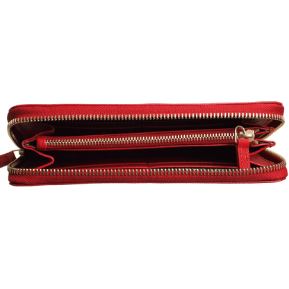 8 Credit Card Saffiano Zip Around Wallet Red